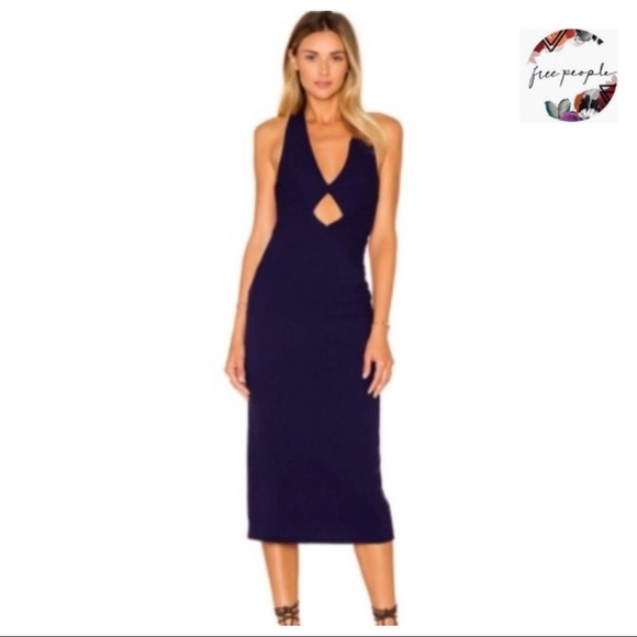 Free People Dresses & Skirts - FREE PEOPLE HALTER NECK CUTOUT DETAIL MIDI DRESS